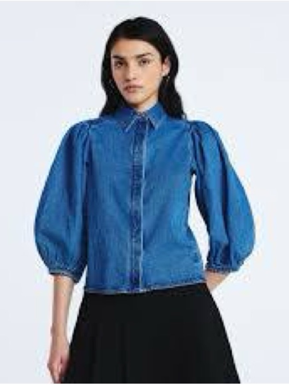 Trending
Scoop Women’s Denim Shirt with 3/4 Length Puff Sleeves, Large - Picture 2 of 11